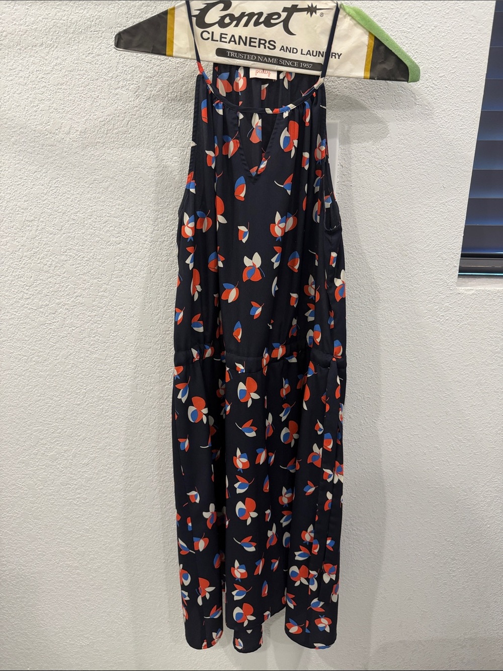 Pixley Black Maxi Dress with Red, Blue & White Floral Print